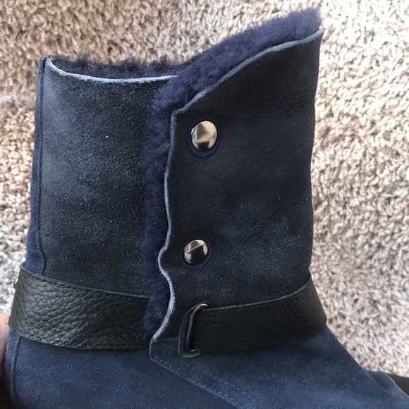 Matt Bernson Women’s Navy Blue Tundra Shearling Lined Moto Mid Boot size 8.5 - Picture 5 of 16